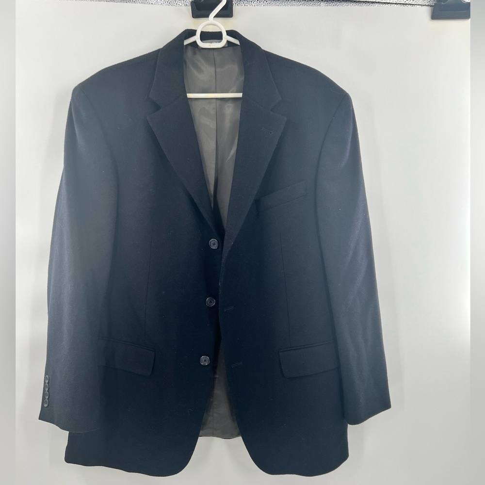 Oscar de la Renta black cashmere wool blend blazer jacket coat mens size 44R